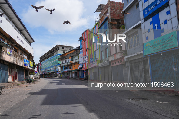 Empty streets in Colombo, Sri Lanka, on September 22, 2024. A curfew is imposed in Sri Lanka amid the counting of votes in the presidential...