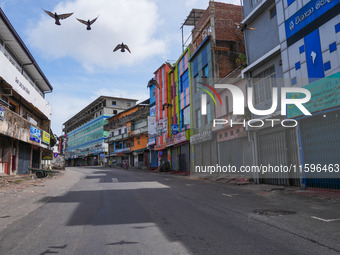 Empty streets in Colombo, Sri Lanka, on September 22, 2024. A curfew is imposed in Sri Lanka amid the counting of votes in the presidential...