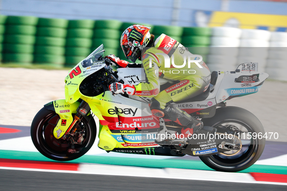 Marco Bezzecchi (Ita-VR46 Team Ducati) participates in the Gran Premio Pramac dell'Emilia Romagna Warm UP session MotoGP on Saturday, MotoGP...