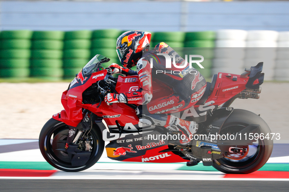 Pedro Acosta (Spa-GASGAS Factory Racing) participates in the Gran Premio Pramac dell'Emilia Romagna Warm UP session MotoGP on Saturday, Moto...