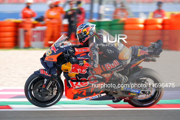 Brad Binder (Saf-Red Bull KTM Factory Racing) participates in the Gran Premio Pramac dell'Emilia Romagna Warm UP session MotoGP on Saturday...