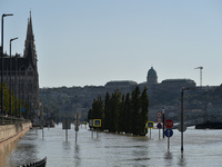 A flooded quay on the bank of the Danube in Budapest, Hungary, on June 9, 2013, as the peak water levels of the Danube are expected to hit....