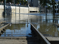 An underpass is under water on the bank of the Danube in Budapest, Hungary, as the peak water levels of the Danube are expected to hit today...