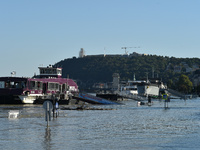 The flooded quay on the bank of the Danube in Budapest, Hungary, on June 9, 2013, as the peak water levels of the Danube are expected to hit...