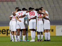 Soccer players from Balzan huddle up prior to the Malta 360 Sports Premier League soccer match between Balzan and Hamrun Spartans at the Nat...