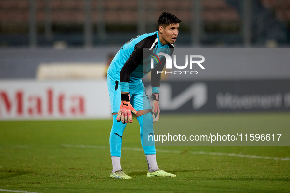 Francisco Celio Da Paz Silva Filho, goalkeeper of Hamrun Spartans, is in action during the Malta 360 Sports Premier League soccer match betw...