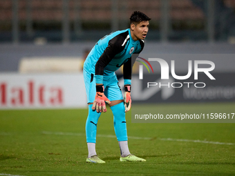 Francisco Celio Da Paz Silva Filho, goalkeeper of Hamrun Spartans, is in action during the Malta 360 Sports Premier League soccer match betw...