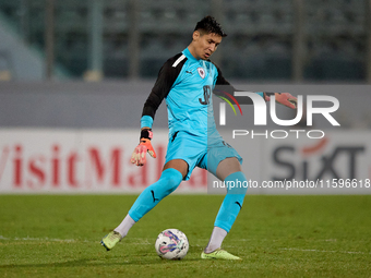 Francisco Celio Da Paz Silva Filho, goalkeeper of Hamrun Spartans, is in action during the Malta 360 Sports Premier League soccer match betw...