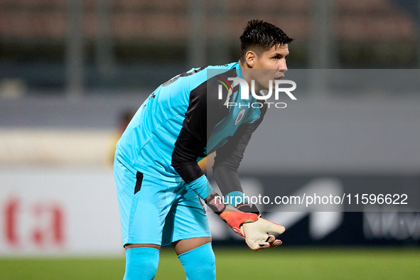 Francisco Celio Da Paz Silva Filho, goalkeeper of Hamrun Spartans, is in action during the Malta 360 Sports Premier League soccer match betw...