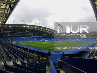 General view inside the American Express Community Stadium, home to Brighton, during the Premier League match between Brighton and Hove Albi...