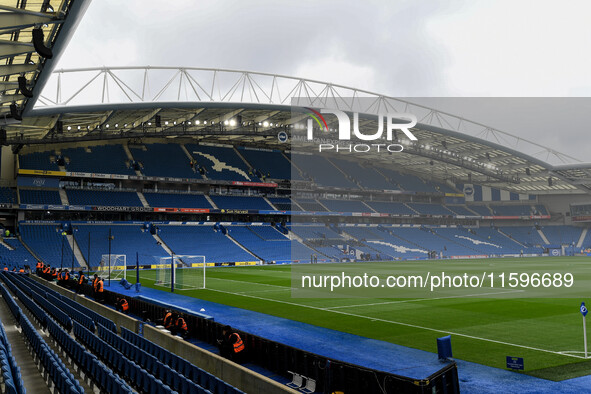 General view inside the American Express Community Stadium, home to Brighton, during the Premier League match between Brighton and Hove Albi...