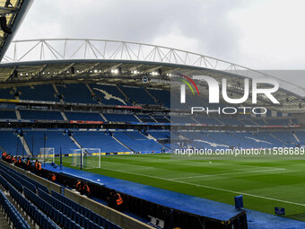 General view inside the American Express Community Stadium, home to Brighton, during the Premier League match between Brighton and Hove Albi...