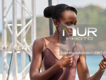 Lupita Nyong'o and Alvaro Norte attend the photocall of the film ''The Wild Robot'' during the 72nd San Sebastian International Film Festiva...