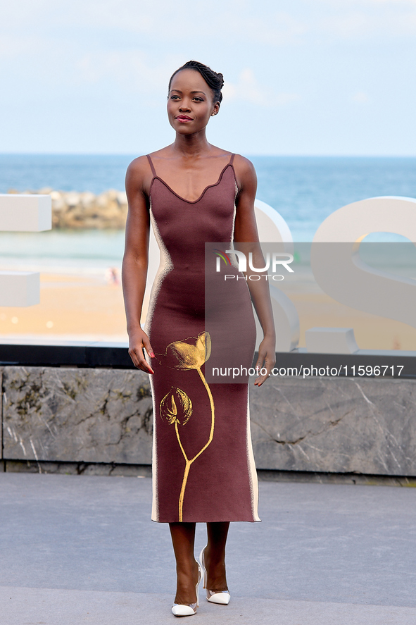 Lupita Nyong'o and Alvaro Norte attend the photocall of the film ''The Wild Robot'' during the 72nd San Sebastian International Film Festiva...