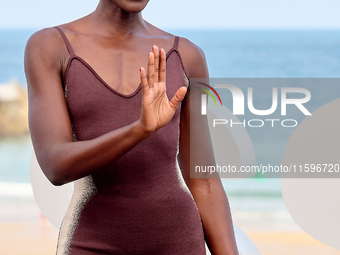 Lupita Nyong'o and Alvaro Norte attend the photocall of the film ''The Wild Robot'' during the 72nd San Sebastian International Film Festiva...