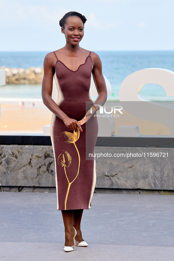 Lupita Nyong'o and Alvaro Norte attend the photocall of the film ''The Wild Robot'' during the 72nd San Sebastian International Film Festiva...