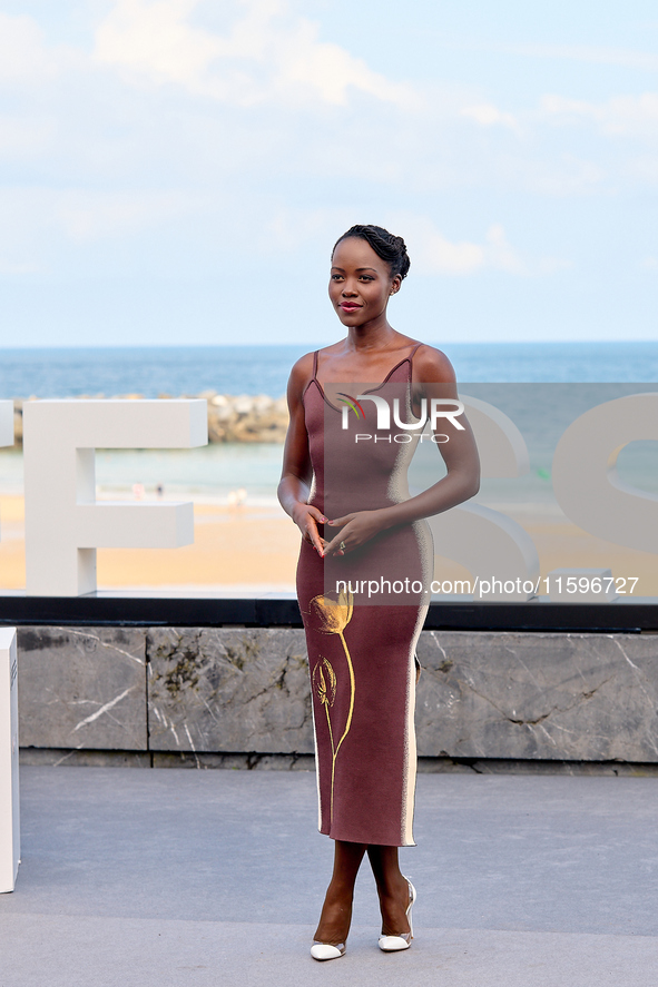 Lupita Nyong'o and Alvaro Norte attend the photocall of the film ''The Wild Robot'' during the 72nd San Sebastian International Film Festiva...