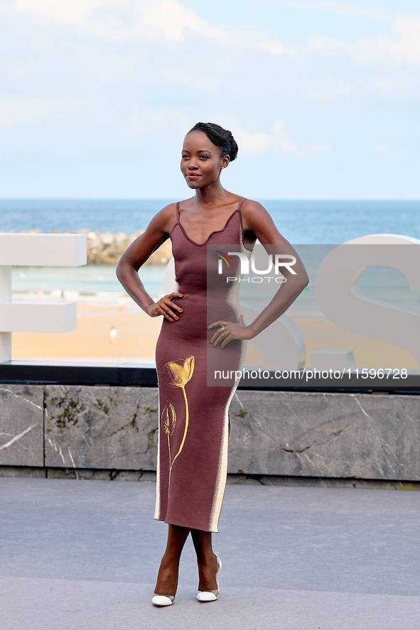 Lupita Nyong'o and Alvaro Norte attend the photocall of the film ''The Wild Robot'' during the 72nd San Sebastian International Film Festiva...