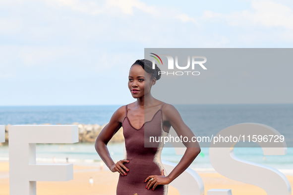 Lupita Nyong'o and Alvaro Norte attend the photocall of the film ''The Wild Robot'' during the 72nd San Sebastian International Film Festiva...