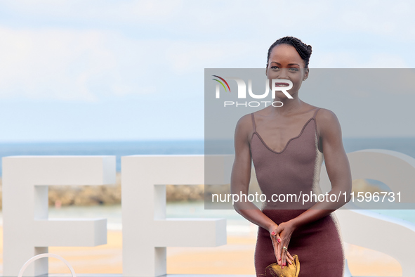 Lupita Nyong'o and Alvaro Norte attend the photocall of the film ''The Wild Robot'' during the 72nd San Sebastian International Film Festiva...