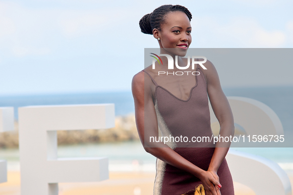 Lupita Nyong'o and Alvaro Norte attend the photocall of the film ''The Wild Robot'' during the 72nd San Sebastian International Film Festiva...