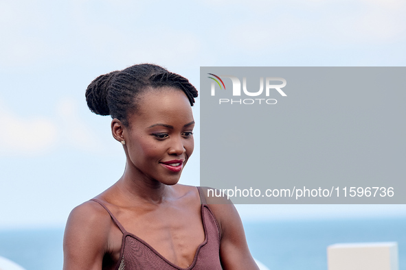 Lupita Nyong'o and Alvaro Norte attend the photocall of the film ''The Wild Robot'' during the 72nd San Sebastian International Film Festiva...