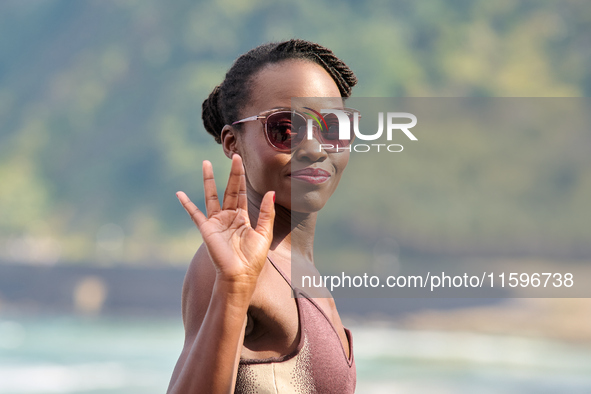 Lupita Nyong'o and Alvaro Norte attend the photocall of the film ''The Wild Robot'' during the 72nd San Sebastian International Film Festiva...