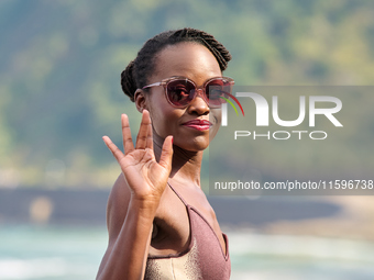 Lupita Nyong'o and Alvaro Norte attend the photocall of the film ''The Wild Robot'' during the 72nd San Sebastian International Film Festiva...