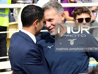 Head Coach Raffaele Palladino of ACF Fiorentina  talks to Head Coach Marco Baroni of SS Lazio , prior to the Italian Serie A football match...