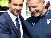 Head Coach Raffaele Palladino of ACF Fiorentina  talks to Head Coach Marco Baroni of SS Lazio , prior to the Italian Serie A football match...