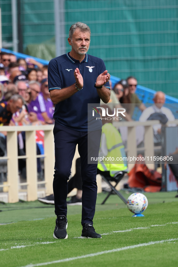 Head Coach Marco Baroni of SS Lazio looks on during the Italian Serie A football match between ACF Fiorentina and SS Lazio ,on September 22...