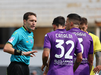 Cristiano Biraghi  of ACF Fiorentina speaks to referee during the Italian Serie A football match between ACF Fiorentina and SS Lazio ,on Sep...