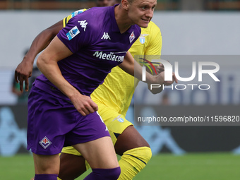 Pietro Comuzzo of ACF Fiorentina controls the ball during the Italian Serie A football match between ACF Fiorentina and SS Lazio ,on Septemb...