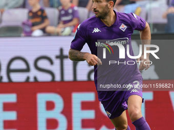 Danilo Cataldi of ACF Fiorentina controls the ball during the Italian Serie A football match between ACF Fiorentina and SS Lazio ,on Septemb...