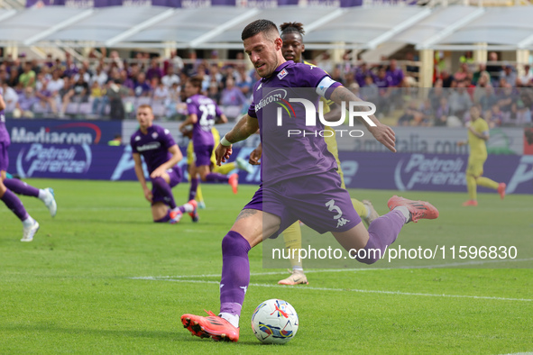 Cristiano Biraghi  of ACF Fiorentina controls the ball during the Italian Serie A football match between ACF Fiorentina and SS Lazio ,on Sep...