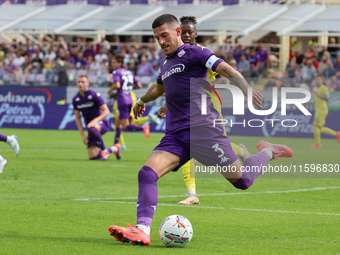 Cristiano Biraghi  of ACF Fiorentina controls the ball during the Italian Serie A football match between ACF Fiorentina and SS Lazio ,on Sep...