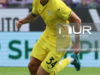 Mario Gila of SS Lazio celebrates after scoring his team's goal during  the Italian Serie A football match between ACF Fiorentina and SS Laz...