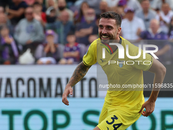 Mario Gila of SS Lazio celebrates after scoring his team's goal during  the Italian Serie A football match between ACF Fiorentina and SS Laz...