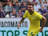 Mario Gila of SS Lazio celebrates after scoring his team's goal during  the Italian Serie A football match between ACF Fiorentina and SS Laz...