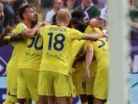 Mario Gila of SS Lazio celebrates with teammates after scoring  goal during  the Italian Serie A football match between ACF Fiorentina and S...