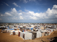 Displaced Palestinians shelter in a tent camp amid the Israel-Hamas conflict in the Al-Mawasi area in Khan Yunis in the southern Gaza Strip...