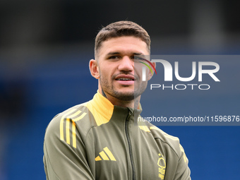 Morato of Nottingham Forest during the Premier League match between Brighton and Hove Albion and Nottingham Forest at the American Express C...