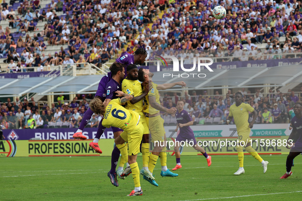 Christian Kouamè of ACF Fiorentina controls the ball during the Italian Serie A football match between ACF Fiorentina and SS Lazio ,on Septe...