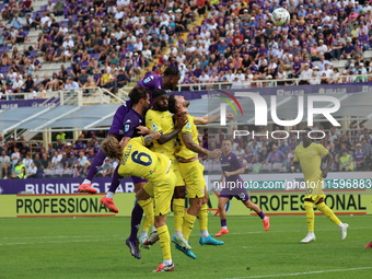 Christian Kouamè of ACF Fiorentina controls the ball during the Italian Serie A football match between ACF Fiorentina and SS Lazio ,on Septe...