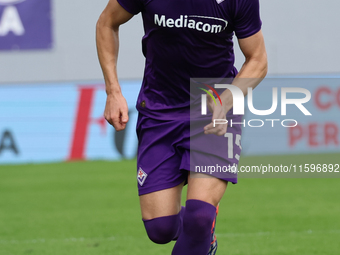 Pietro Comuzzo of ACF Fiorentina controls the ball during the Italian Serie A football match between ACF Fiorentina and SS Lazio ,on Septemb...