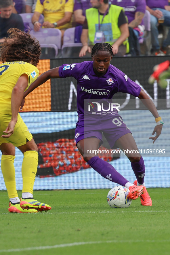 Christian Kouamè of ACF Fiorentina controls the ball during the Italian Serie A football match between ACF Fiorentina and SS Lazio ,on Septe...