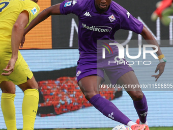 Christian Kouamè of ACF Fiorentina controls the ball during the Italian Serie A football match between ACF Fiorentina and SS Lazio ,on Septe...