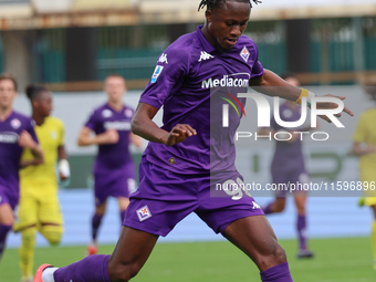 Christian Kouamè of ACF Fiorentina controls the ball during the Italian Serie A football match between ACF Fiorentina and SS Lazio ,on Septe...