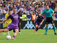 Albert Gudmundsson of ACF Fiorentina controls the ball during the Italian Serie A football match between ACF Fiorentina and SS Lazio ,on Sep...