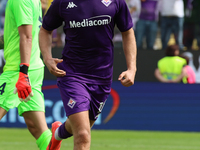 Albert Gudmundsson of ACF Fiorentina celebrates after scoring his team's goal during the Italian Serie A football match between ACF Fiorenti...